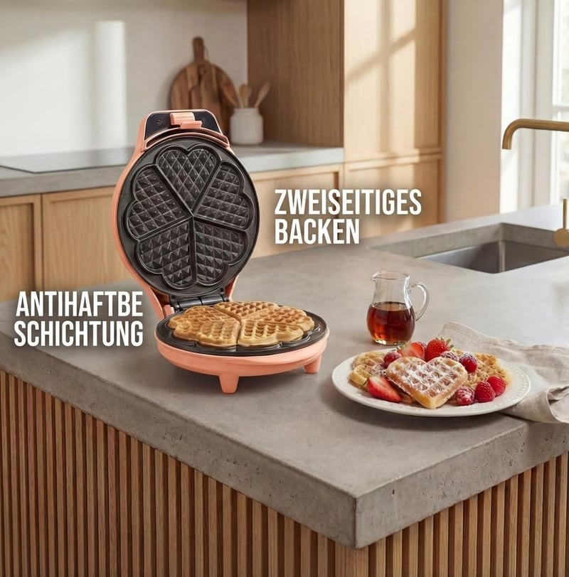 Bestron szív alakú gofrisütő narancssárga, 700W, tapadásmentes bevonattal