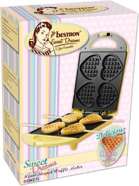 Bestron szív alakú gofrisütő sárga fogantyúval 5