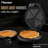 Bestron szívforma gofrisütő, 700W, antilengő bevonattal, fekete 2
