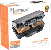 Bestron XL szendvicssütő 2 szendvicshez, 900W, titánszürke, automata hőmérséklet-szabályozás 4