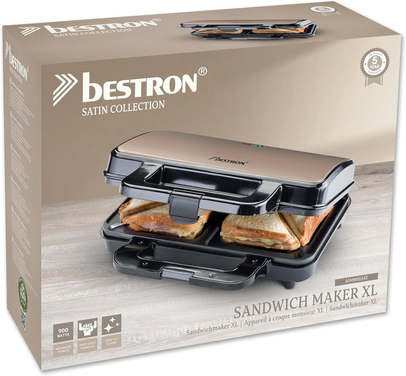 Bestron XL Szendvicssütő Automata Hőmérséklet Szabályozással Bézs