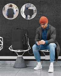 Besttravel Kézipoggyász Hátizsák 40x20x25 Ryanair Méret, 45L Utazó Táska USB Töltőporttal, Laptop Rekesz 15.6", Fekete 7