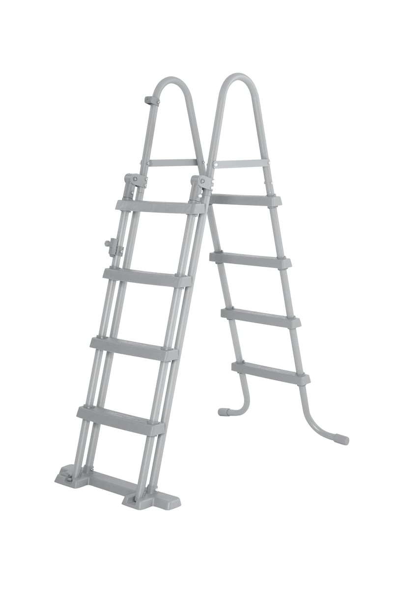 Bezpečnostný bazénový rebrík Bestway 2x4 stupne, výška 122 cm, nosnosť 150 kg, sivý