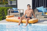 Saltea gonflabilă Bestway Comfort Plush Deluxe cu suport pentru pahar, 169x77,5x30,5 cm, 1 persoană, portocaliu/alb 4