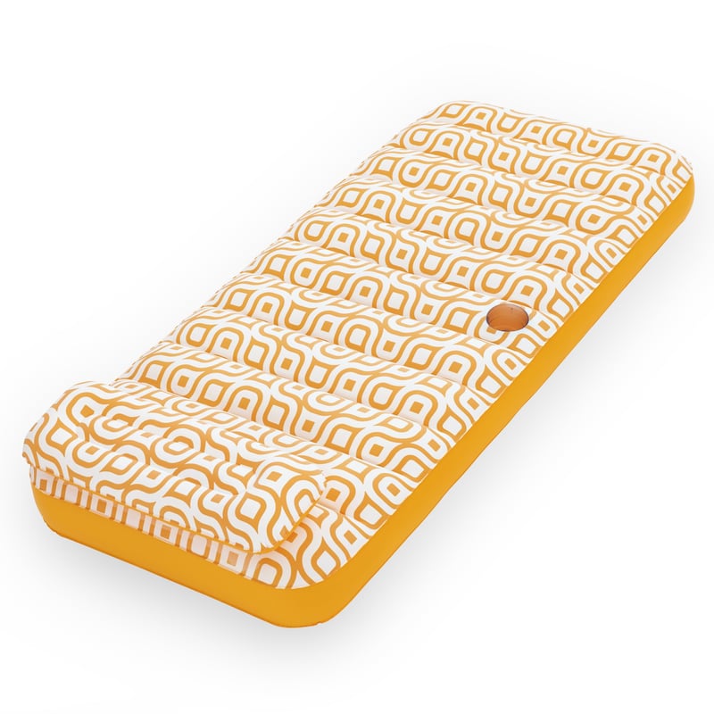Saltea gonflabilă Bestway Comfort Plush Deluxe cu suport pentru pahar, 169x77,5x30,5 cm, 1 persoană, portocaliu/alb