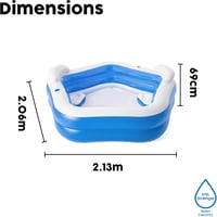 Bestway Családi Medence 213x206x69 cm - PVC Kerti Pancsoló 575 Literes Kapacitással - Gyerekeknek és Felnőtteknek 3
