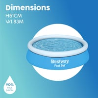 Nafukovací bazén Bestway Fast Set, 183x51 cm, 940 litrov, materiál TriTech, samonosný, bezpečnostný ventil, opravná záplata 5
