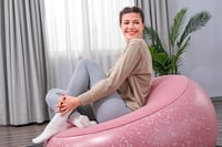 Nafukovacie kreslo Bestway Inflate-A-Chair 112x112x66 cm, ružové, zamatové vinylové ležadlo do interiéru aj exteriéru, pre 1 osobu 5