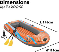 Bestway Kondor 3000 Felfújható Csónak 3 Személyes, Kormánylapáttal, Kézi/Lábpumpával, 246x122 cm, PVC Anyagból, Evezőkkel 7
