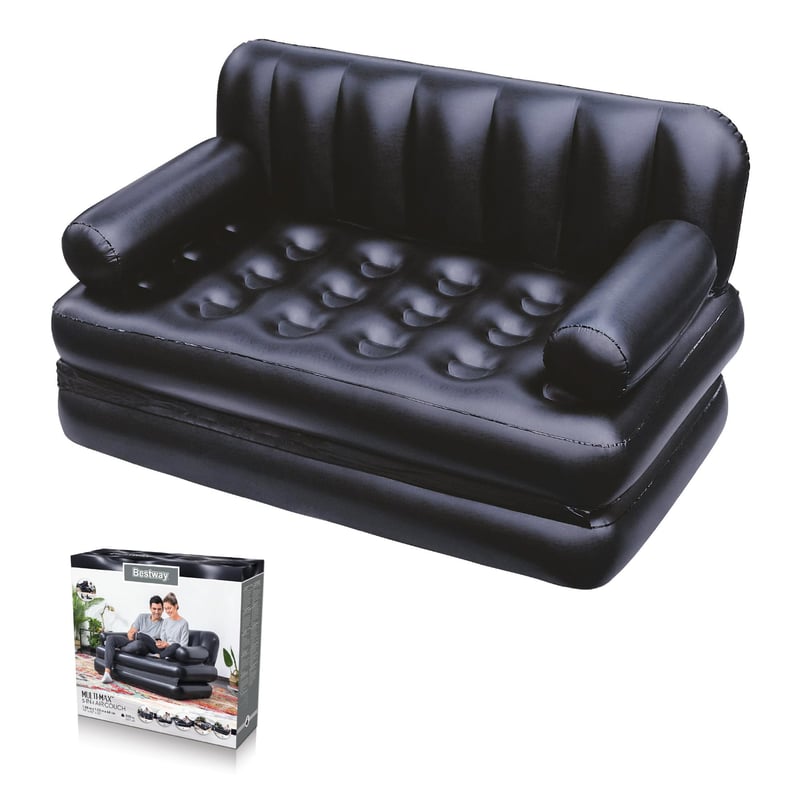 Nafukovacia pohovka Bestway Pavillo 5 v 1, pre dve osoby, 188 x 152 x 64 cm, čierna, kempingová nafukovacia posteľ a pohovka