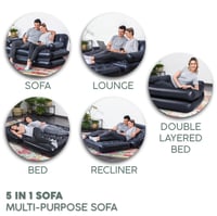 Nafukovacia pohovka Bestway Pavillo 5 v 1, pre dve osoby, 188 x 152 x 64 cm, čierna, kempingová nafukovacia posteľ a pohovka 5