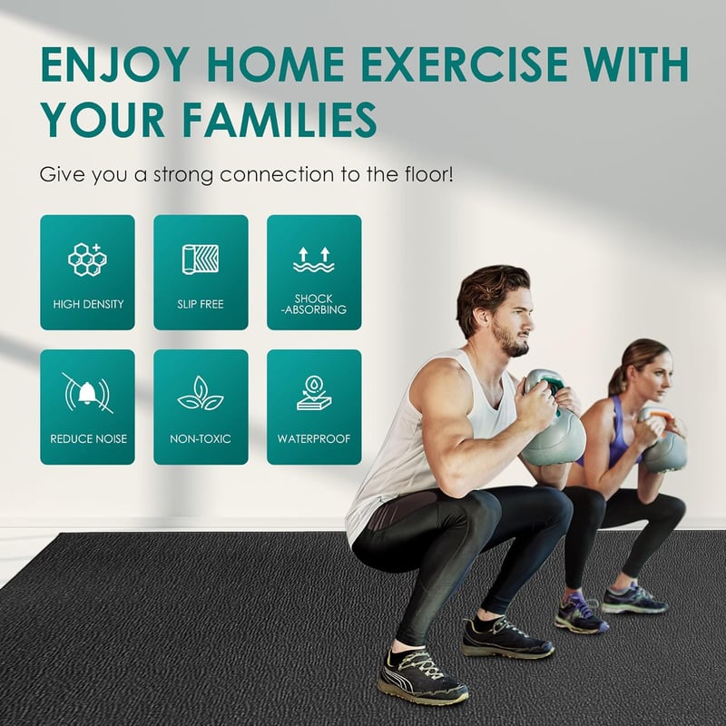 BesWin XXL Jógaszőnyeg 244x122 cm, Extra Vastag Fitness Mat, Csúszásmentes