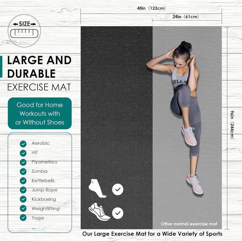 BesWin XXL Jógaszőnyeg 244x122 cm, Extra Vastag Fitness Mat, Csúszásmentes