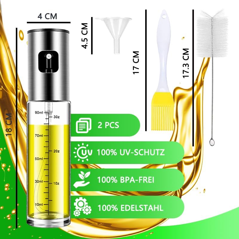 BETA NOBLE Olajpermetező Spray Palack Konyhai Használatra 2db Szett