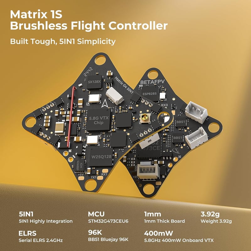 BETAFPV Meteor75 Pro Brushless Whoop Drón - 1S Quadcopter 22000kV Motorral, 6,5 Perc Repülési Idővel, FPV Kamerával, Beltéri-Kültéri Verseny - Meteor75 Pro ELRS (Matrix FC)