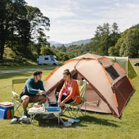 BETENST Pop Up Sátor 3 Személyes - Vízálló Kupola Kemping Sátor Dupla Réteggel, 2 Hálós Ajtóval és Ablakkal, Hordtáskával, Túrázáshoz - Brown, Brown, 90.55 x 90.55 x 53.15 inches, Classic 7