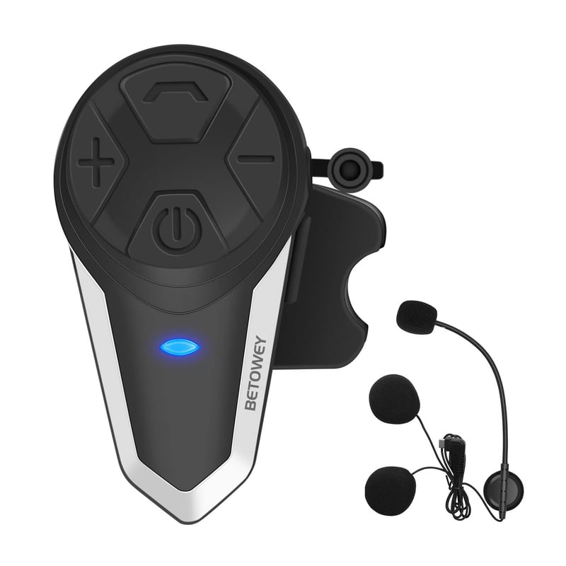 BETOWEY BT-S3 Bluetooth motocyklový headset V5.0 na prilbu, dosah 1000 m, FM rádio, interkom, s výklopným mikrofónom, 1 ks