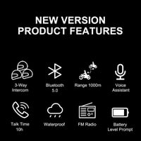 BETOWEY BT-S3 Bluetooth motocyklový headset V5.0 na prilbu, dosah 1000 m, FM rádio, interkom, s výklopným mikrofónom, 1 ks 3