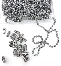 BetterJonny 6m Rozsdamentes Acél Golyós Lánc 4mm Nyaklánc Húzólánc Kiegészítő 20db Csatlakozóval 4
