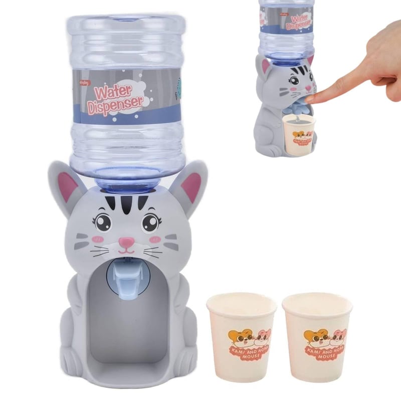 Mini Dozator de Apă Beufee pentru Copii, Fântână Drăguță pentru Bucătărie de Jucărie, Miniatură, Distribuitor de Apă cu Animale pentru Casa Păpușilor (Model 02)