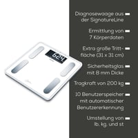 Beurer BF 400 Bijela dijagnostička vaga Signature Line, precizna analiza tijela za 10 osoba, ekstra veliki inverzni LCD zaslon, nosivost 200 kg 7