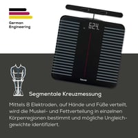 Beurer BF 990 Diagnostická váha s ručnými senzormi, WiFi/Bluetooth pripojenie k aplikácii, 25 nameraných hodnôt, 8 elektród, Apple Health, čierna/sivá, Ma 4