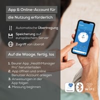 Beurer BF 990 Diagnostická váha s ručnými senzormi, WiFi/Bluetooth pripojenie k aplikácii, 25 nameraných hodnôt, 8 elektród, Apple Health, čierna/sivá, Ma 7