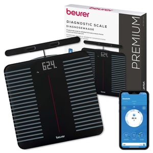 Beurer BF 990 Testzsír Mérleg Kézi Szenzorokkal, WiFi/Bluetooth App Kapcsolat, 25 Mérési Érték, 8 Elektróda, Apple Health, Fekete/Szürke, Ma