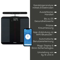 Beurer BF 990 Diagnostická váha s ručnými senzormi, WiFi/Bluetooth pripojenie k aplikácii, 25 nameraných hodnôt, 8 elektród, Apple Health, čierna/sivá, Ma 9
