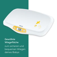 Detská váha Beurer BY 80 so zaoblenou plochou, nosnosť 20 kg, funkcia tara a hold, presnosť 5 g, bielo-žltá 3