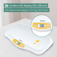 Detská váha Beurer BY 80 so zaoblenou plochou, nosnosť 20 kg, funkcia tara a hold, presnosť 5 g, bielo-žltá 5