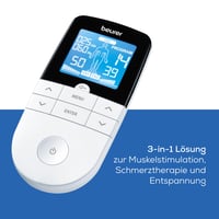 Aparat digital de stimulare electrică 3 în 1 Beurer EM 49 TENS/EMS pentru ameliorarea durerii, tonifiere musculară și masaj, cu 4 electrozi 3