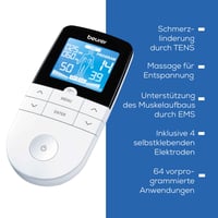 Aparat digital de stimulare electrică 3 în 1 Beurer EM 49 TENS/EMS pentru ameliorarea durerii, tonifiere musculară și masaj, cu 4 electrozi 8