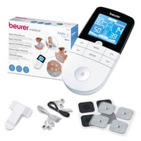 Aparat digital de stimulare electrică 3 în 1 Beurer EM 49 TENS/EMS pentru ameliorarea durerii, tonifiere musculară și masaj, cu 4 electrozi 1