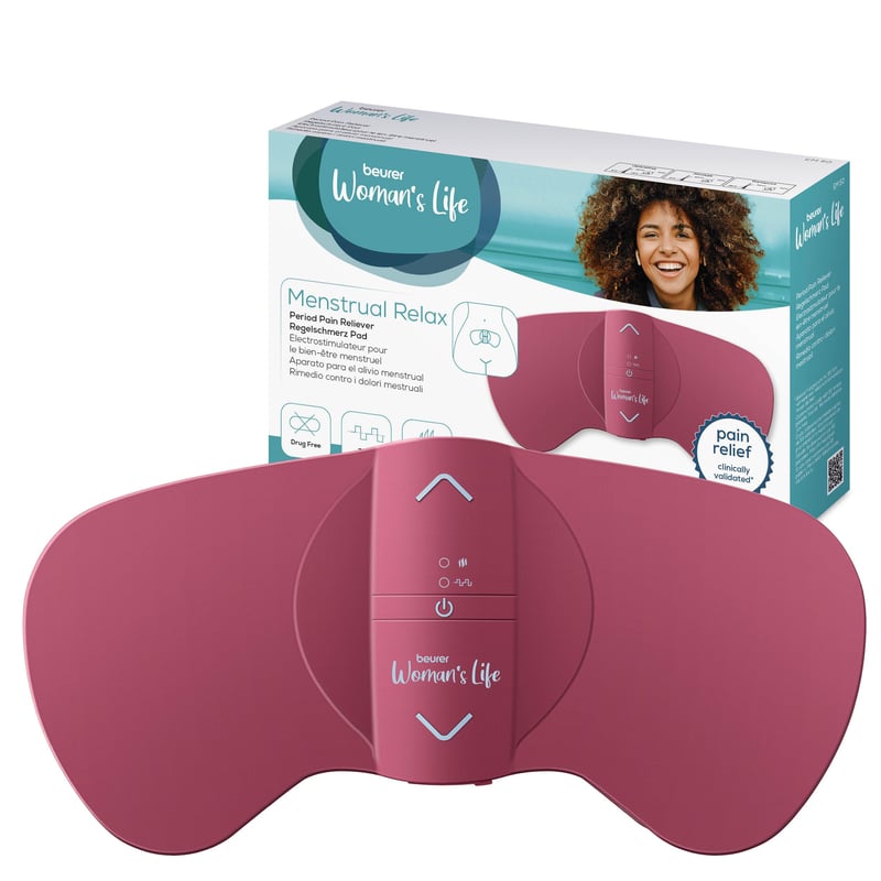 Pernă menstruală Beurer EM 50 Menstrual Relax cu funcție TENS și căldură, pentru ameliorarea durerilor menstruale și a celor cauzate de endometrioză, cu baterie reîncărcabilă