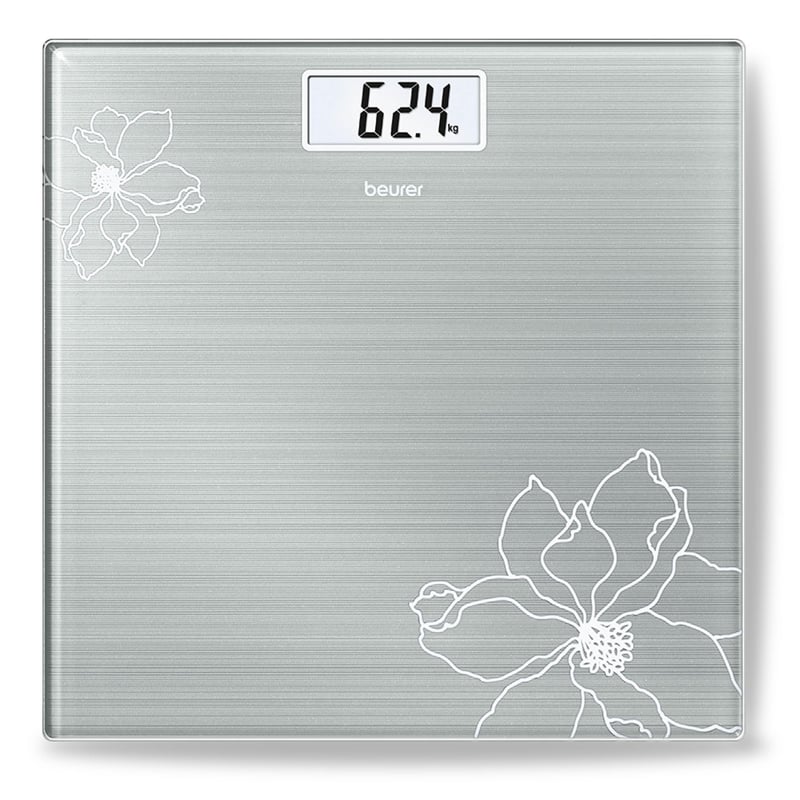 Cântar corporal din sticlă Beurer GS 10 cu efect sclipitor, afișaj LCD, înălțimea cifrelor 26 mm, capacitate 180 kg