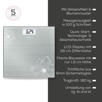 Cântar corporal din sticlă Beurer GS 10 cu efect sclipitor, afișaj LCD, înălțimea cifrelor 26 mm, capacitate 180 kg 6