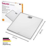Beurer GS 120 Kompaktná sklenená osobná váha s efektem zrkadla, 27x26 cm, LCD displej, výška číslic 22 mm, plochá digitálna váha, nosnosť 150 kg 5