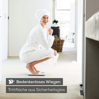 Beurer GS 120 Kompaktná sklenená osobná váha s efektem zrkadla, 27x26 cm, LCD displej, výška číslic 22 mm, plochá digitálna váha, nosnosť 150 kg 4