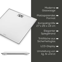 Beurer GS 120 Kompaktná sklenená osobná váha s efektem zrkadla, 27x26 cm, LCD displej, výška číslic 22 mm, plochá digitálna váha, nosnosť 150 kg 6
