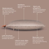 Bezdrôtový vyhrievací vankúš Beurer Heaty s akumulátorom, 3 stupne - dymová taupe 7
