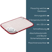 Pernă electrică încălzitoare Beurer HK Comfort cu suprafață din fleece, respirabilă, 3 trepte de temperatură, oprire automată, lavabilă, 44x33 cm 6
