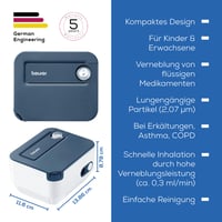 Aparat de aerosoli Beurer IH 16 pentru copii și adulți, pentru răceală și afecțiuni respiratorii, albastru/alb, design compact 6