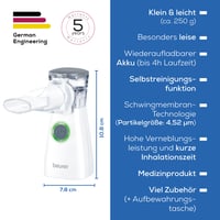 Inhalator portabil Beurer IH 57 cu acumulator – nebulizator silențios pentru utilizare acasă și în călătorii 7