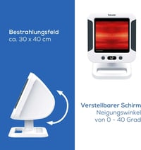 Lampă cu Infraroșu Beurer IL 60 300 W – Dispozitiv Medical cu Placă din Ceramică de Sticlă cu Protecție UV, Ecran Ajustabil, pentru Tensiuni Musculare și Răceală 5