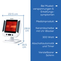 Lampă cu Infraroșu Beurer IL 60 300 W – Dispozitiv Medical cu Placă din Ceramică de Sticlă cu Protecție UV, Ecran Ajustabil, pentru Tensiuni Musculare și Răceală 8