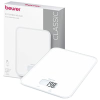 Digitálna kuchynská váha Beurer KS 19 Pure White, nosnosť 5 kg, presnosť 1 g, dotykové ovládanie, ultratenká, biela, vrátane batérií 1