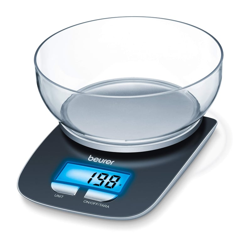 Cântar digital de bucătărie Beurer KS 25 cu bol, bol de măsurare 1,2 l, capacitate 3 kg, cu funcție Tara, afișaj iluminat