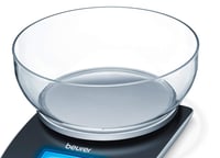 Cântar digital de bucătărie Beurer KS 25 cu bol, bol de măsurare 1,2 l, capacitate 3 kg, cu funcție Tara, afișaj iluminat 3