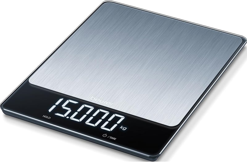 Beurer KS 34 XL rozsdamentes konyhai mérleg 15 kg-ig, tárázás és tartás funkcióval